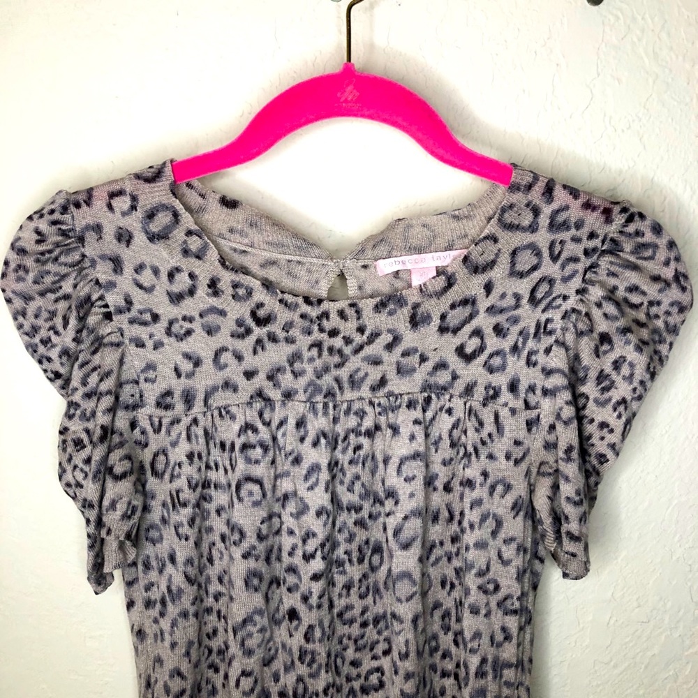 Rebecca Taylor Cheetah Print Cap Sleeve Blouse S